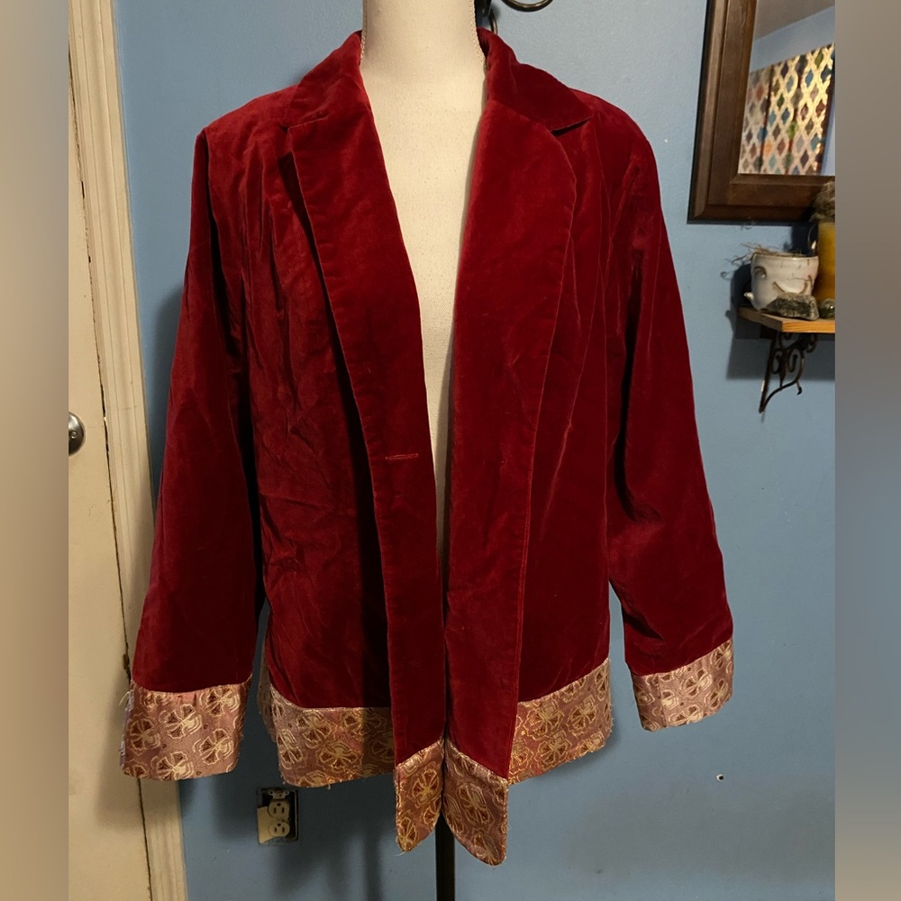 Vintage, Christopher & Banks, Red Velour, Blazer